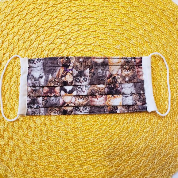 Triple Layer Handmade Face Mask - Fun Kitten Faces - Picture 1 of 16